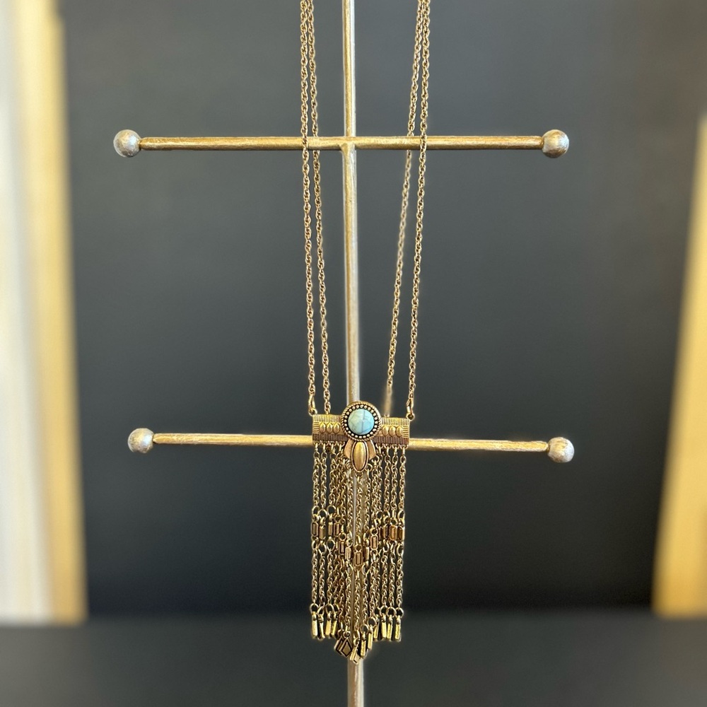 Elegant Gold and Turquoise Pendant Necklace
